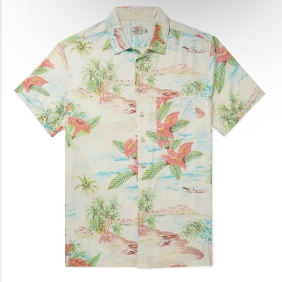Faherty Kona Convertible Collar Printed EcoVero Camp Shirt Multi Men’s - Picture 2 of 13
